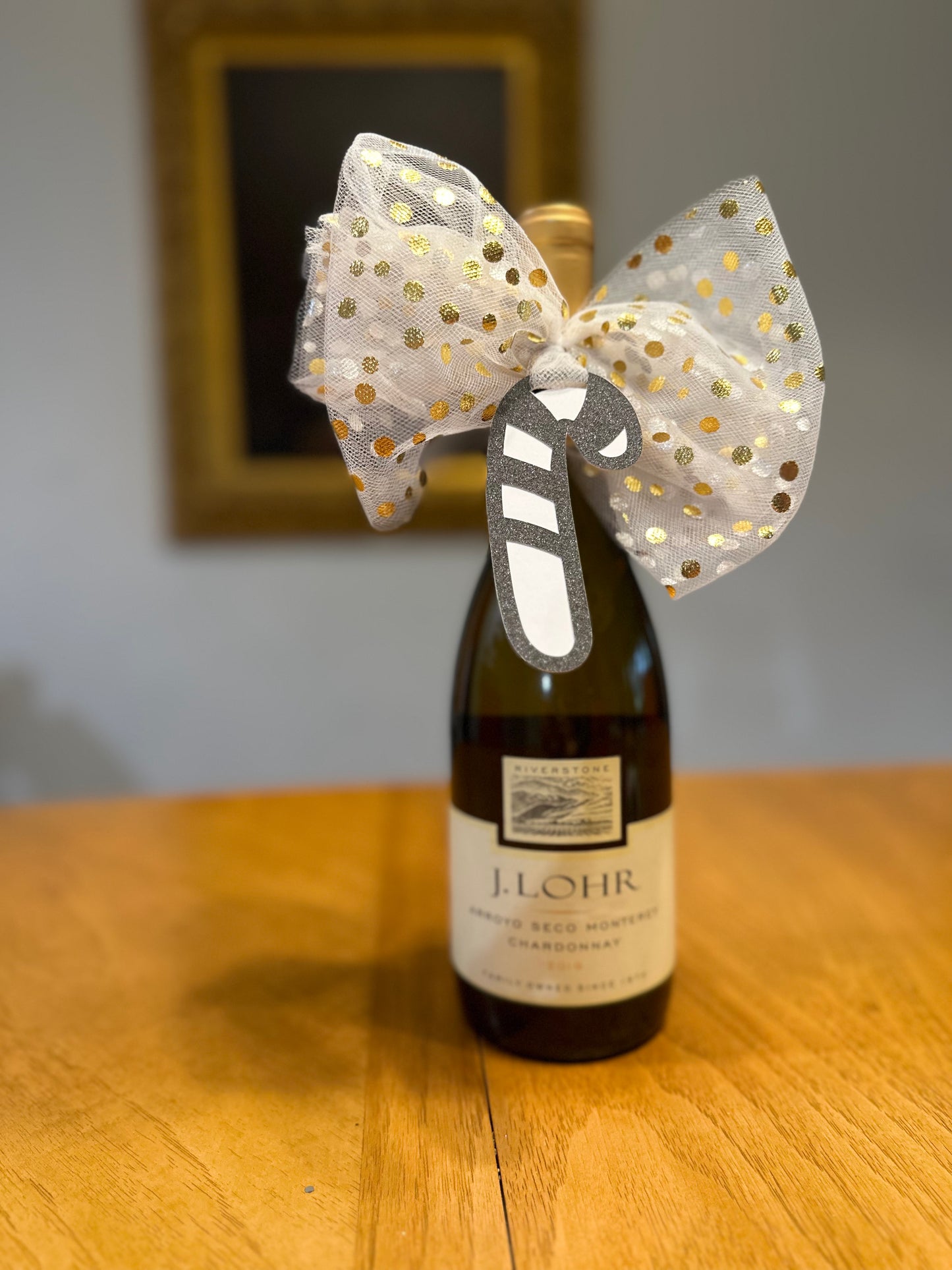 Christmas Wine Bow with Tag